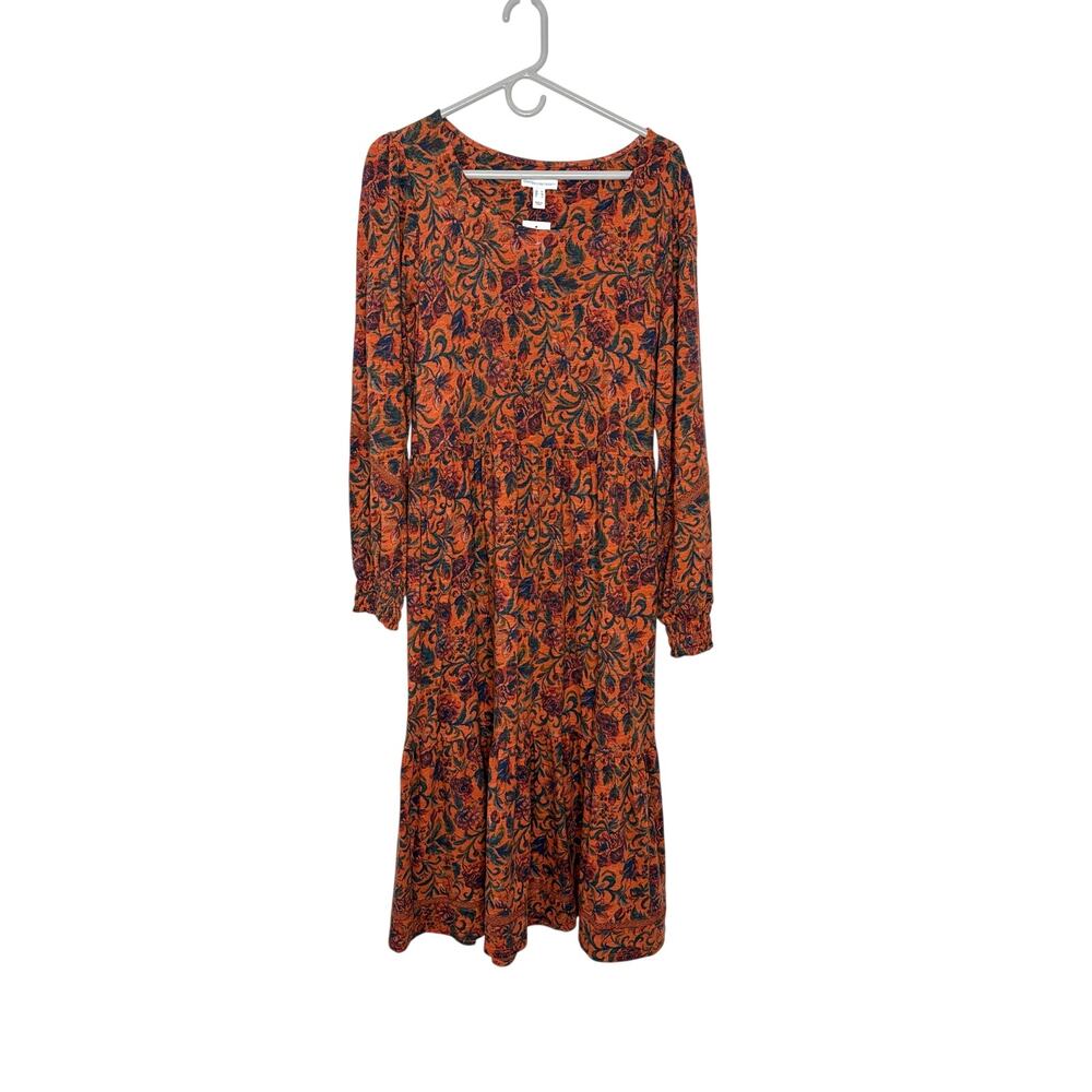 Canyon Retreat Easy Floral Midi Boot Dress Sz M Prairie Peasant Boho Cowgirl NWT